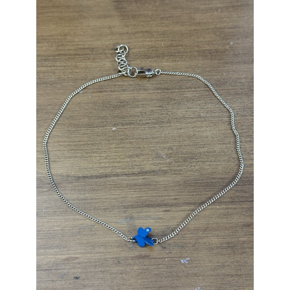 Marc By Marc Jacobs Blue Butterfly Necklace Pendant Insect Enamel Crystal Chain